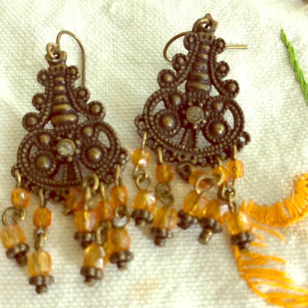 Antique-Look Costume Earrings With Beads.